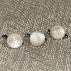 Mid Century White Mother of Pearl Tuxedo Studs